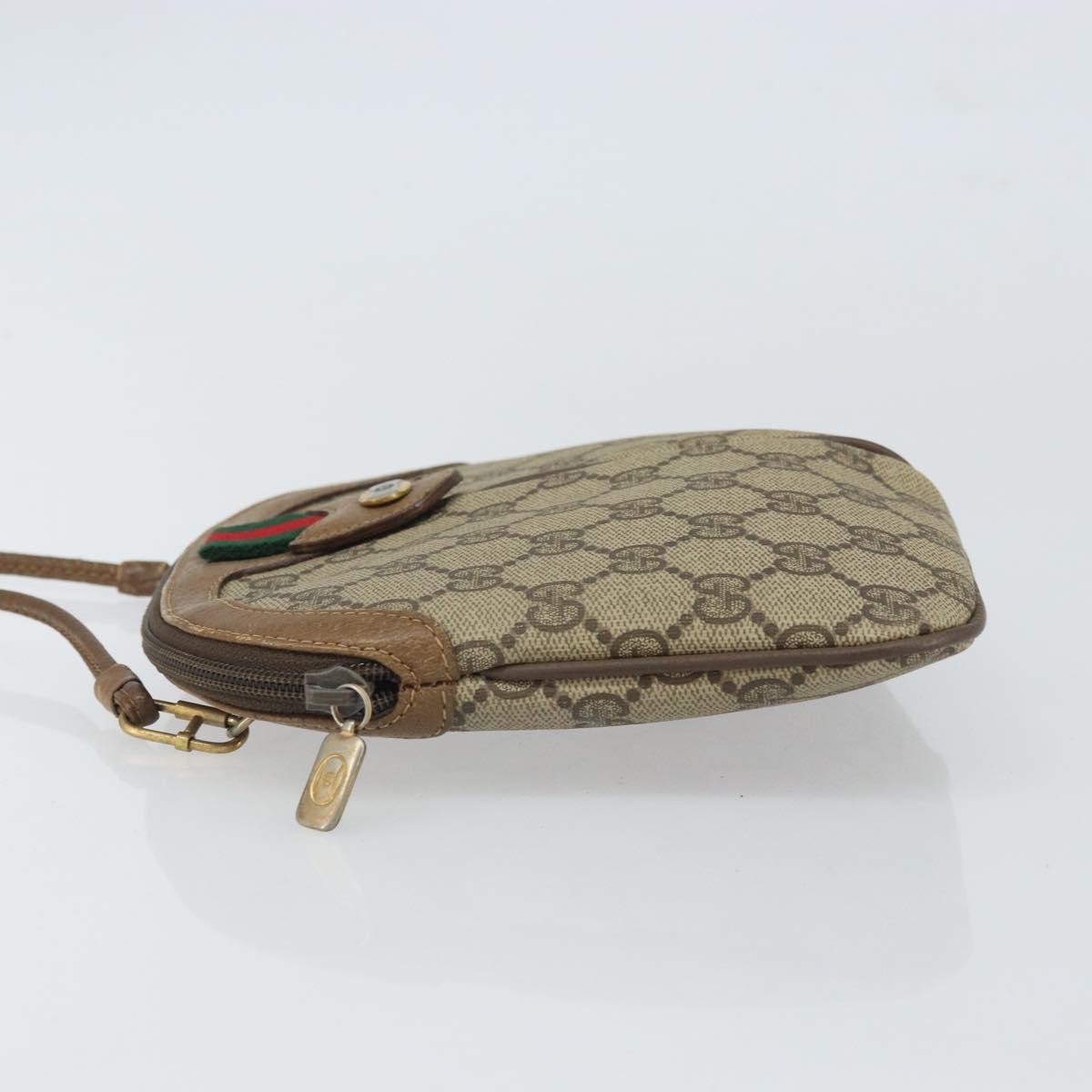 GUCCI GG Supreme Web Sherry Line Bag PVC Beige Gold 98 02 047 Auth 162105