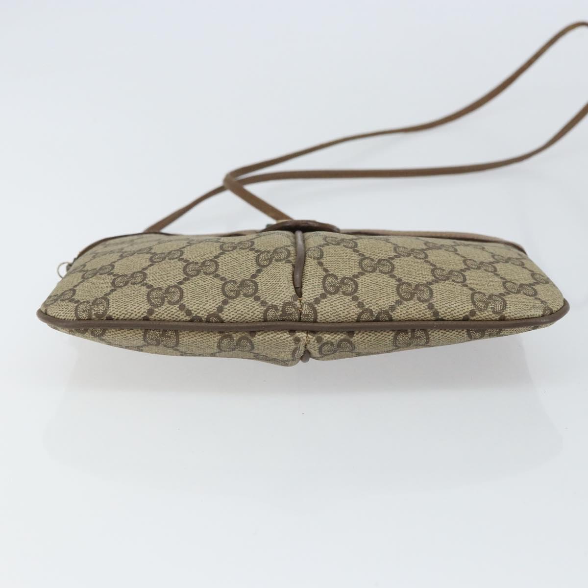 GUCCI GG Supreme Web Sherry Line Bag PVC Beige Gold 98 02 047 Auth 162105