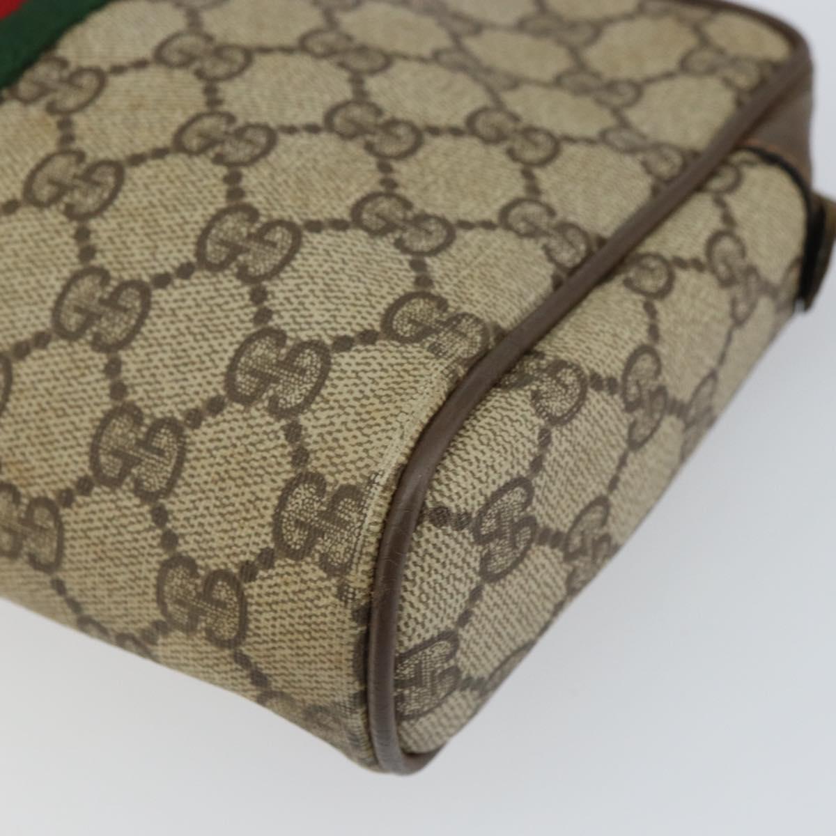 GUCCI GG Supreme Web Sherry Line Clutch Bag PVC Beige Gold 89 01 012 Auth 162106