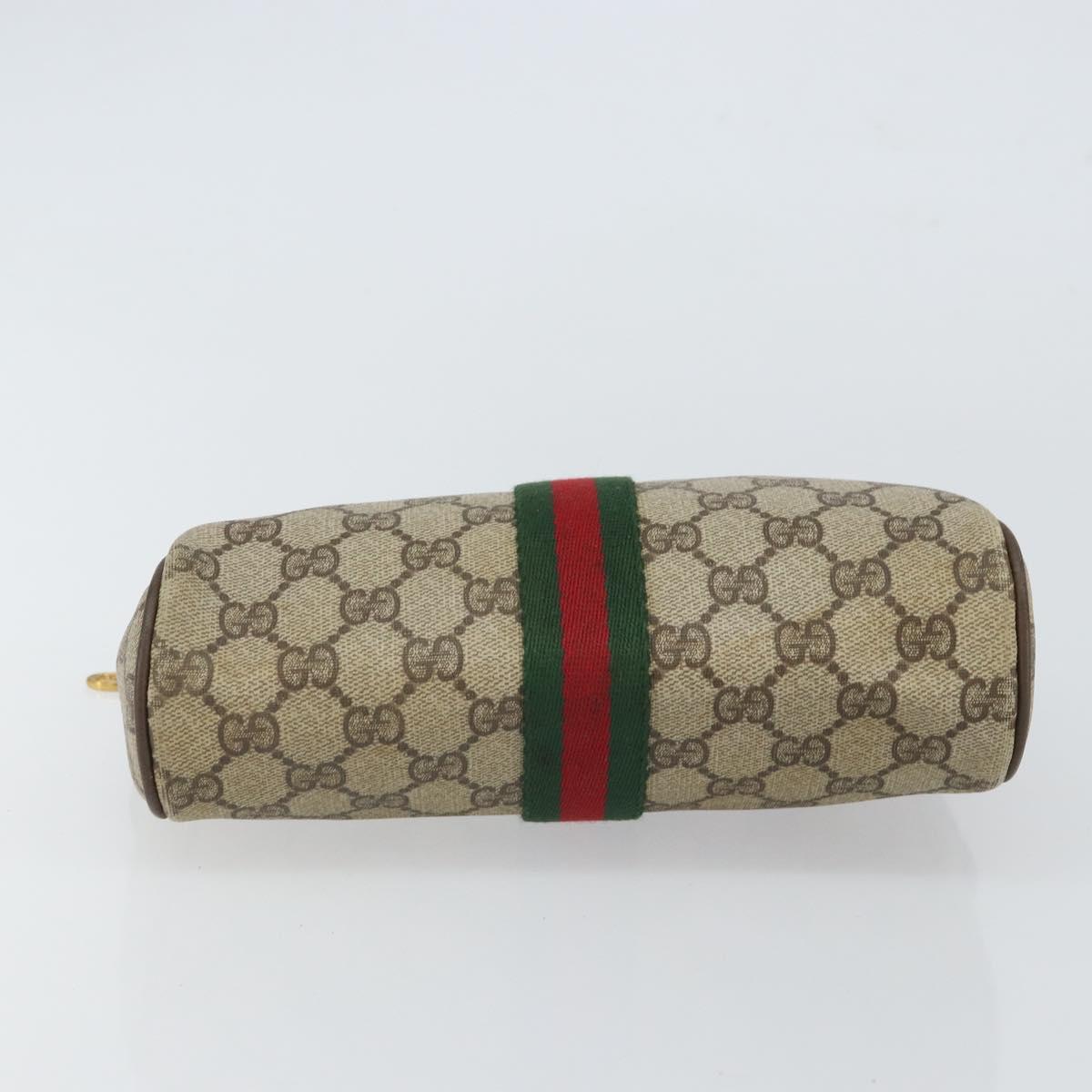 GUCCI GG Supreme Web Sherry Line Clutch Bag PVC Beige Gold 89 01 012 Auth 162106