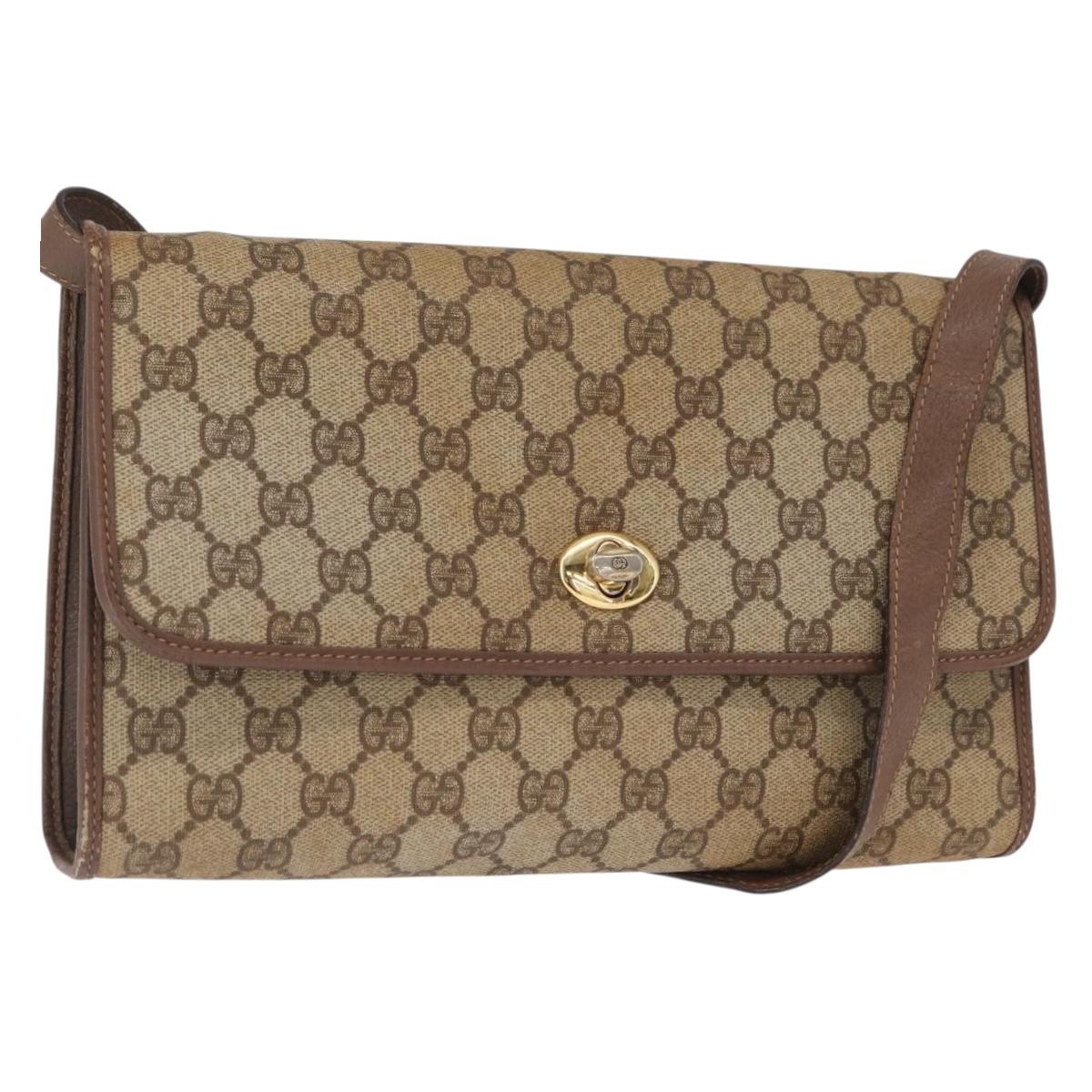 GUCCI GG Supreme Shoulder Bag PVC Beige Gold 004 115 6197 Auth 162108