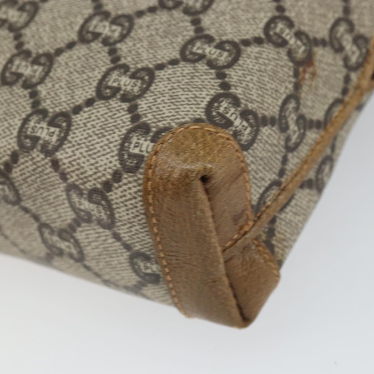 GUCCI GG Plus Supreme Shoulder Bag PVC Leather Beige Gold Auth 162109