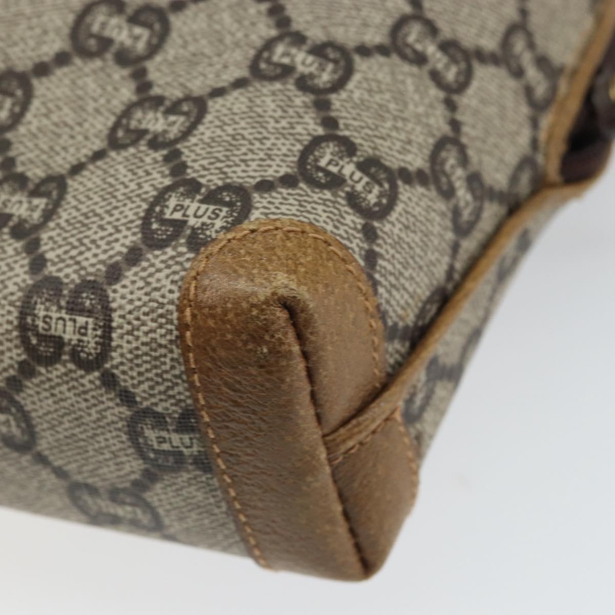 GUCCI GG Plus Supreme Shoulder Bag PVC Leather Beige Gold Auth 162109