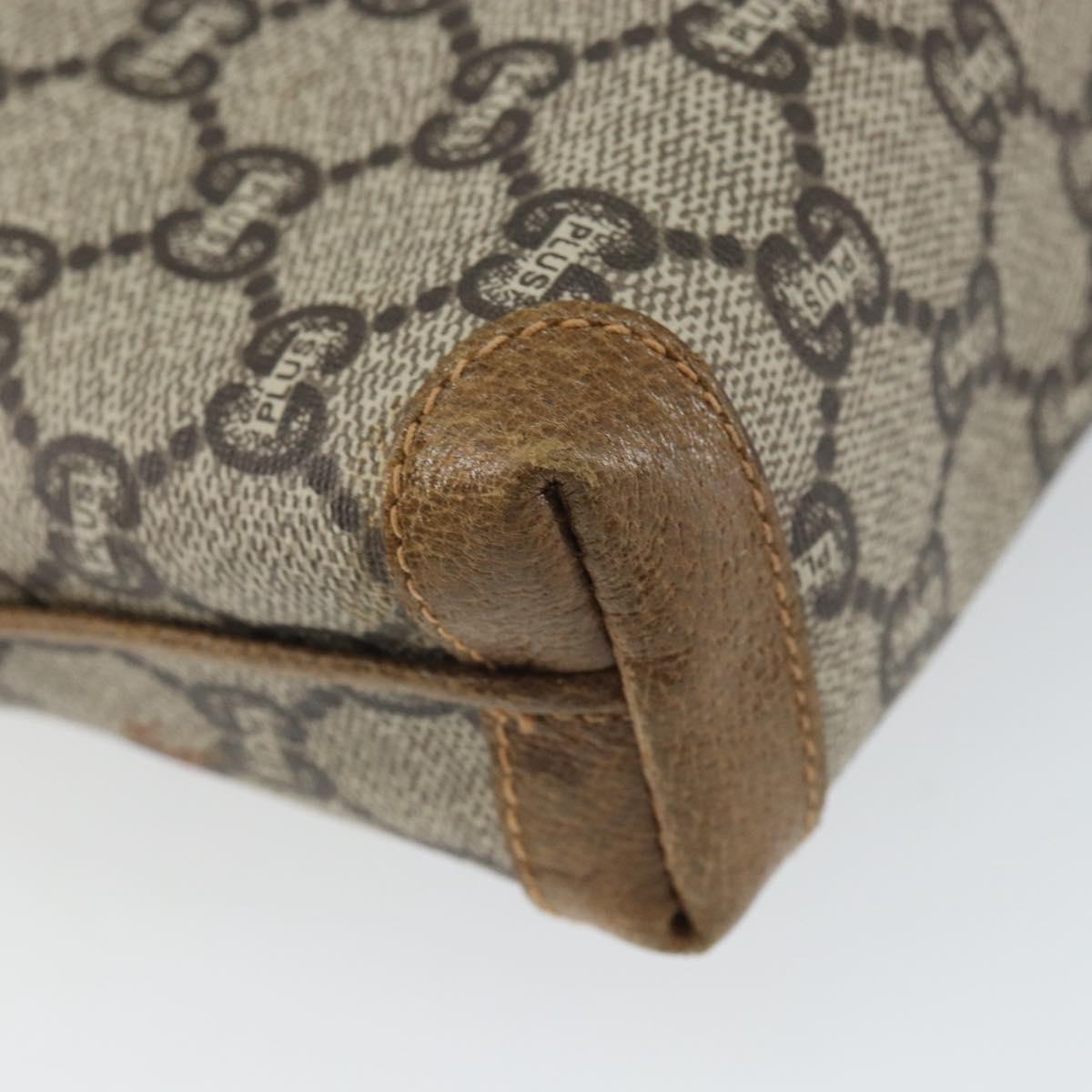 GUCCI GG Plus Supreme Shoulder Bag PVC Leather Beige Gold Auth 162109