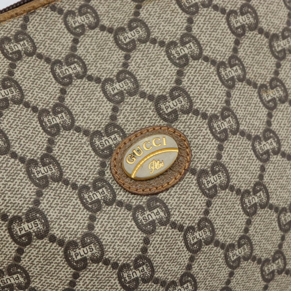 GUCCI GG Plus Supreme Shoulder Bag PVC Leather Beige Gold Auth 162109
