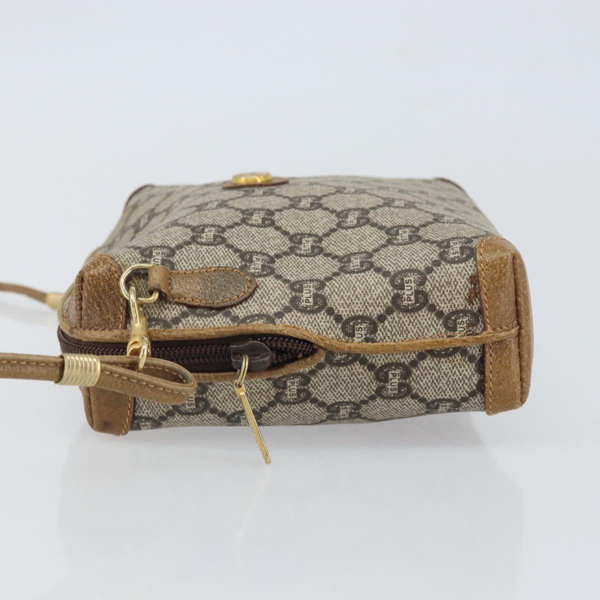GUCCI GG Plus Supreme Shoulder Bag PVC Leather Beige Gold Auth 162109