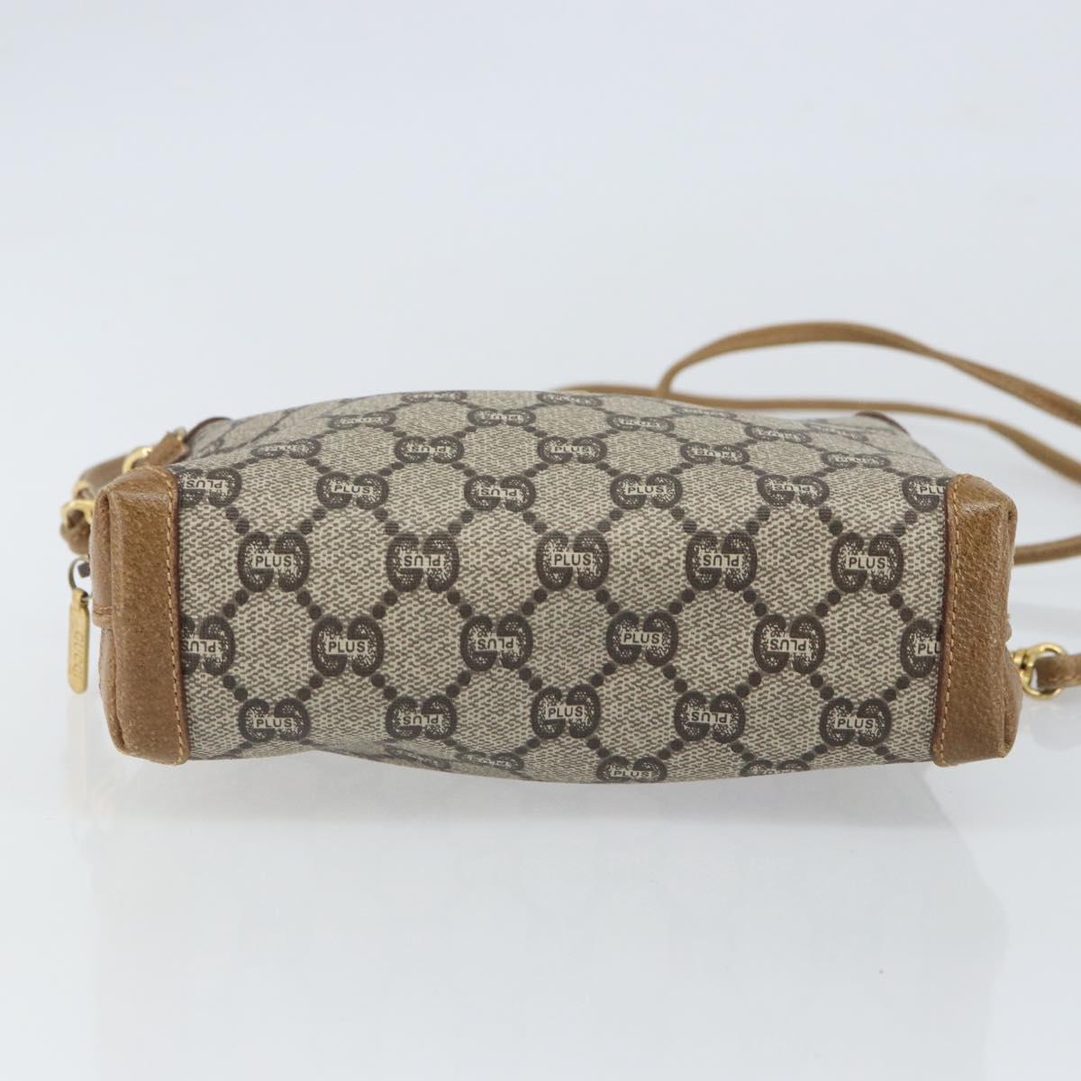 GUCCI GG Plus Supreme Shoulder Bag PVC Leather Beige Gold Auth 162109