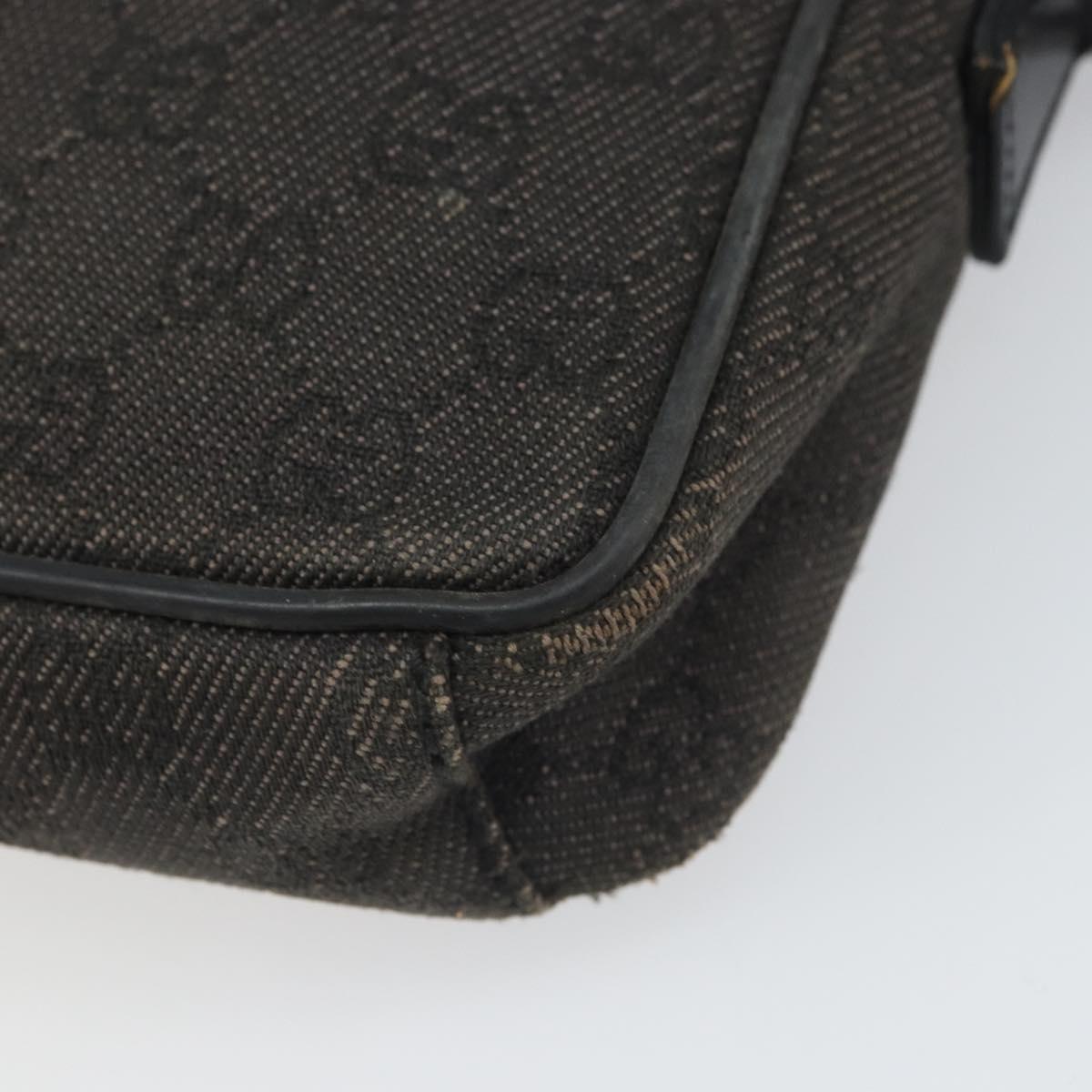 GUCCI GG Canvas Shoulder Bag Black Silver 101680 Auth 162111