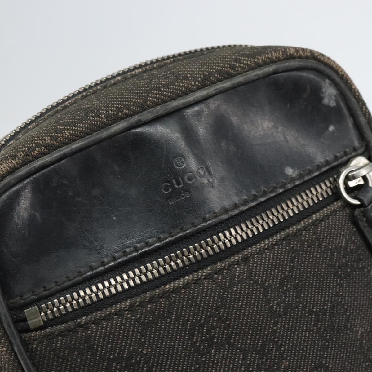GUCCI GG Canvas Shoulder Bag Black Silver 101680 Auth 162111