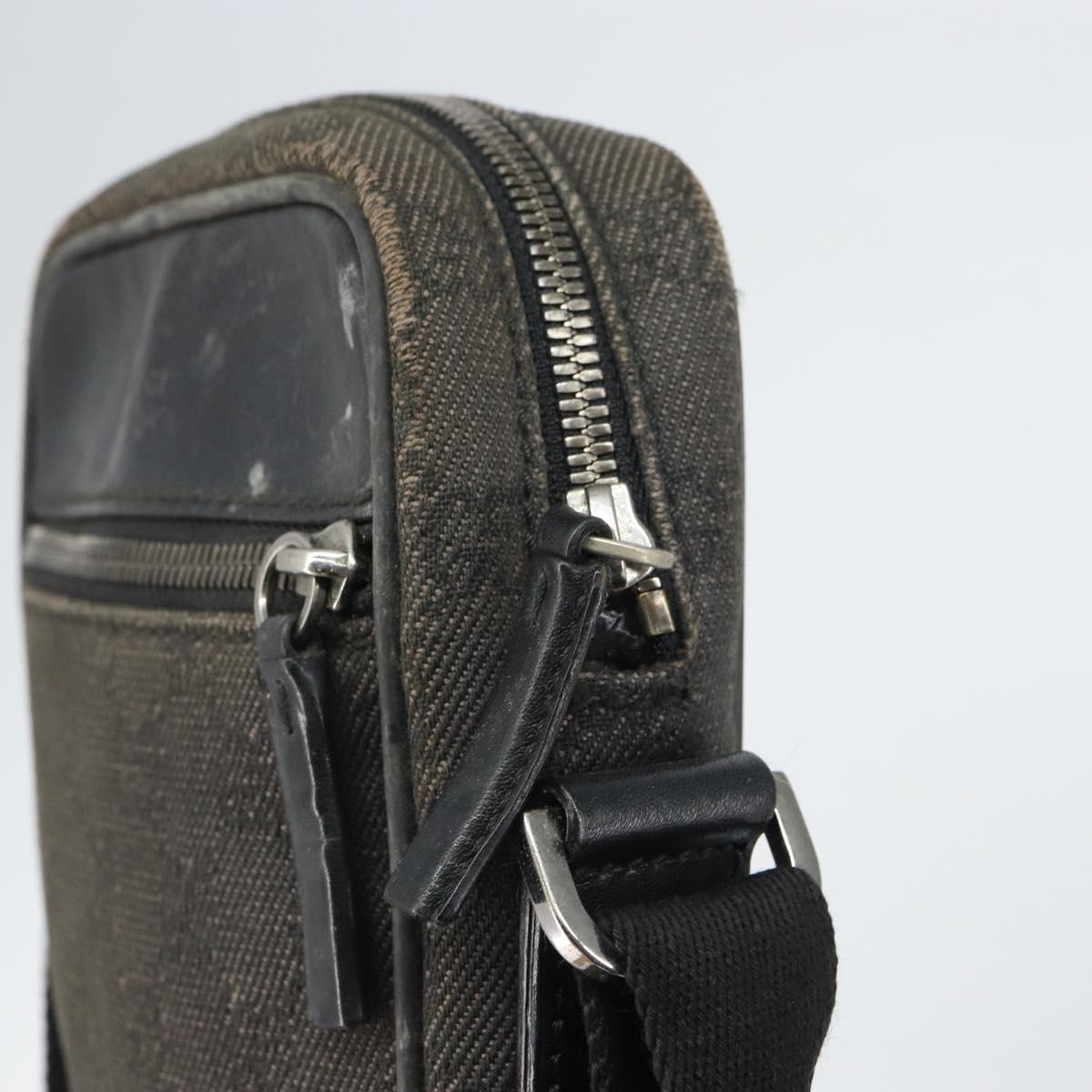 GUCCI GG Canvas Shoulder Bag Black Silver 101680 Auth 162111