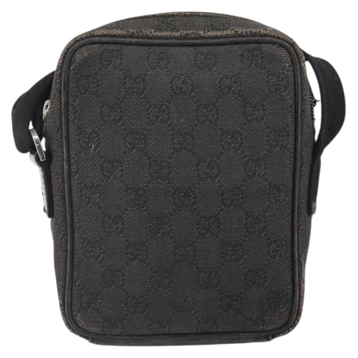 GUCCI GG Canvas Shoulder Bag Black Silver 101680 Auth 162111