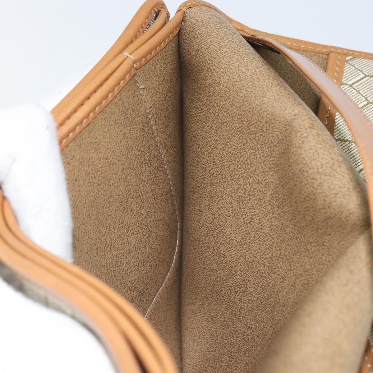 Christian Dior Honeycomb Canvas Clutch Bag PVC Beige Gold Auth 162115