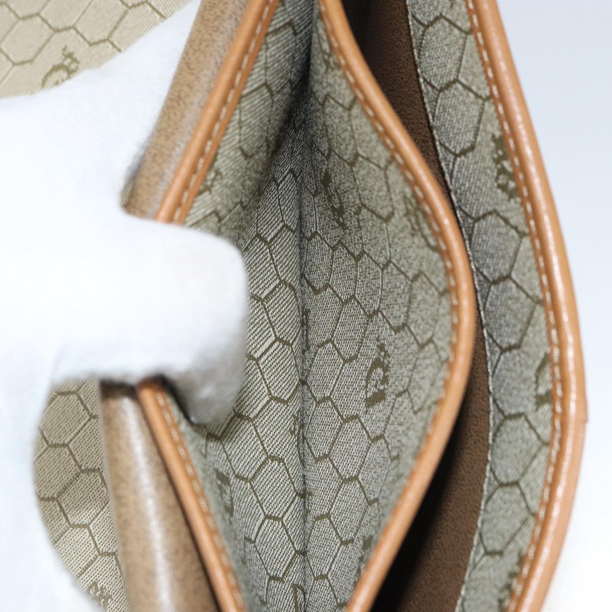 Christian Dior Honeycomb Canvas Clutch Bag PVC Beige Gold Auth 162115