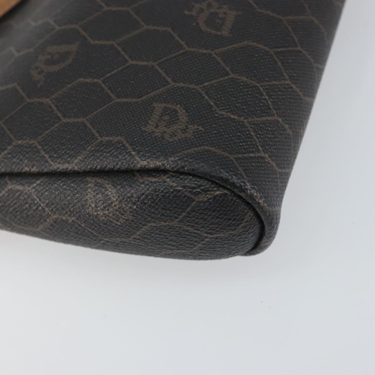 Christian Dior Honeycomb Canvas Shoulder Bag PVC Black Gold Auth 162116