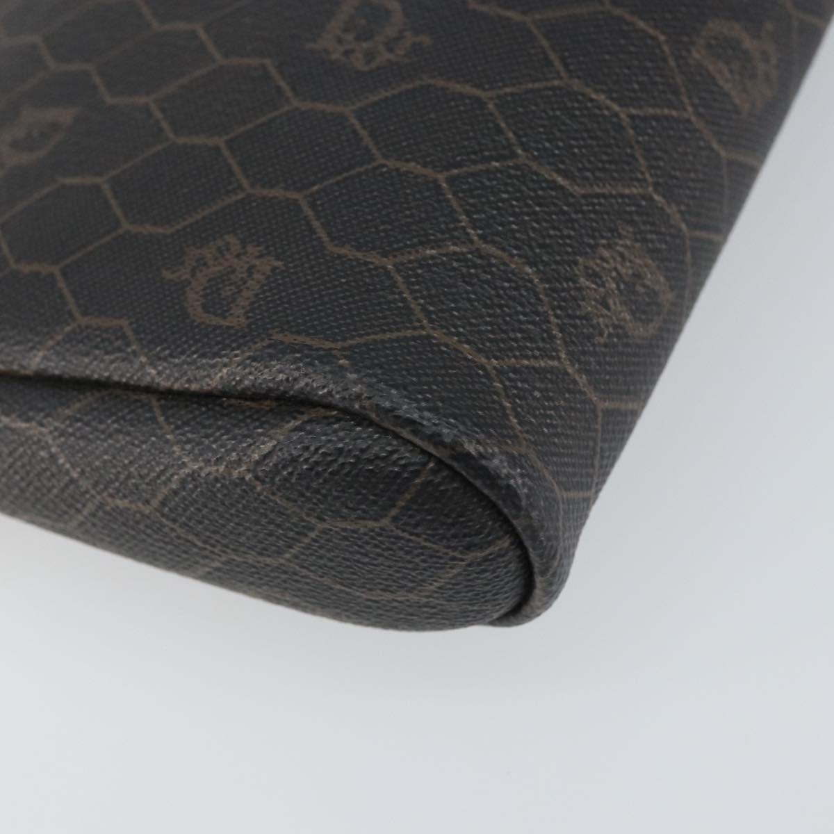 Christian Dior Honeycomb Canvas Shoulder Bag PVC Black Gold Auth 162116