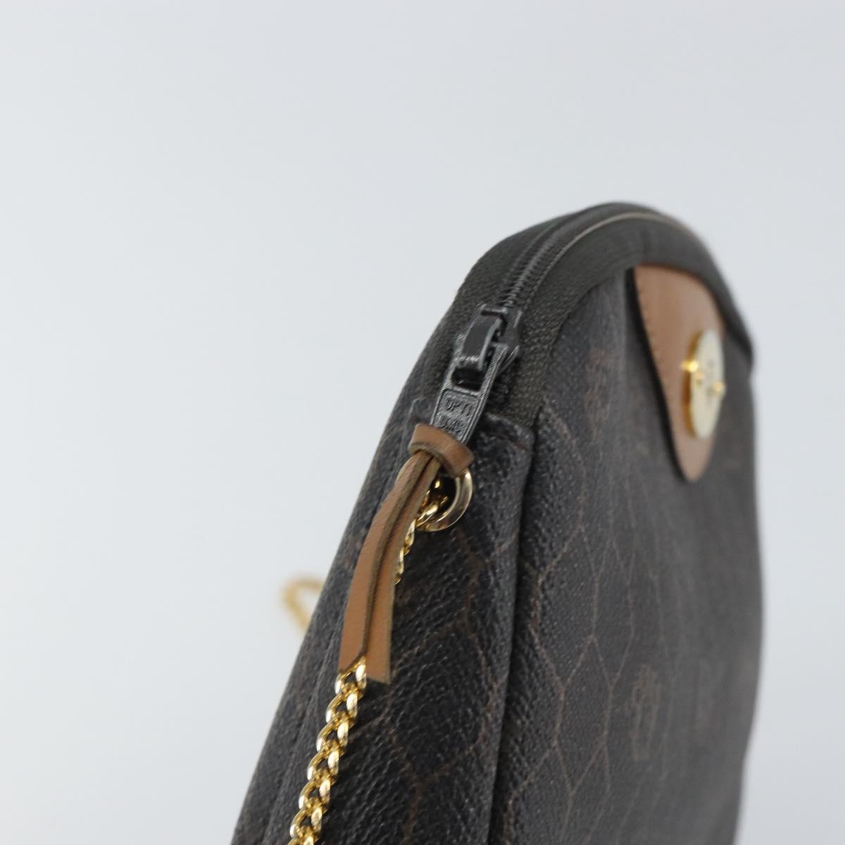 Christian Dior Honeycomb Canvas Shoulder Bag PVC Black Gold Auth 162116