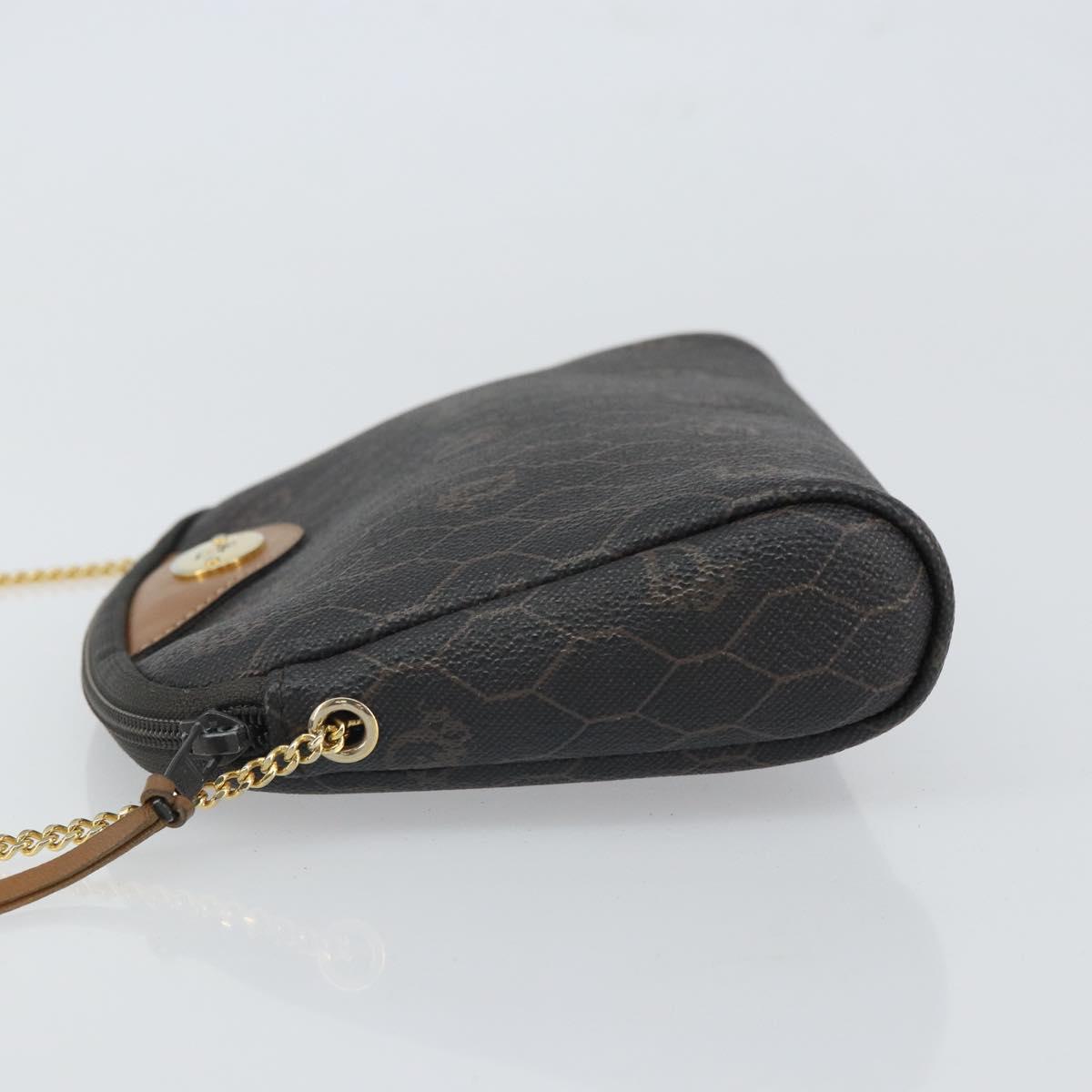 Christian Dior Honeycomb Canvas Shoulder Bag PVC Black Gold Auth 162116