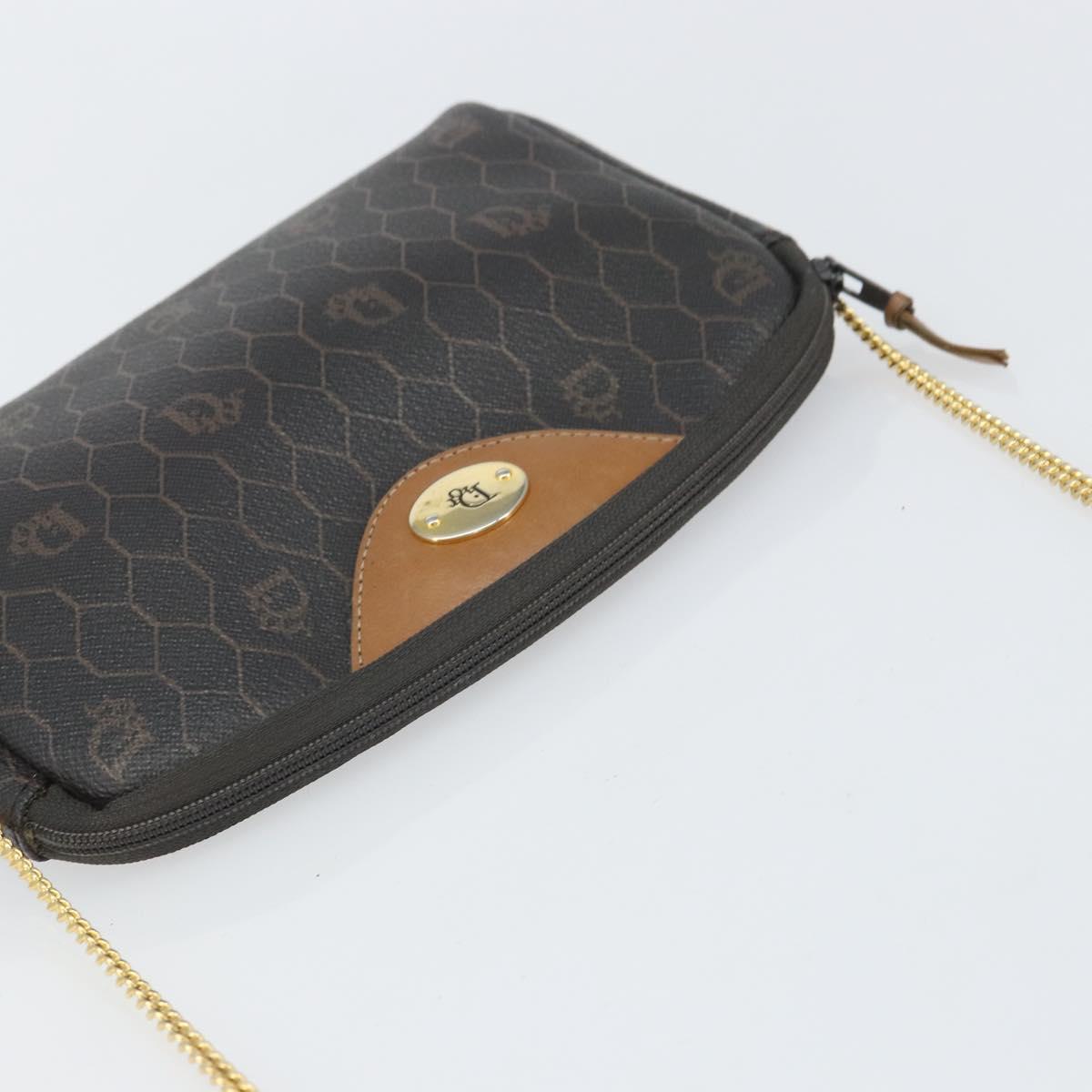 Christian Dior Honeycomb Canvas Shoulder Bag PVC Black Gold Auth 162116