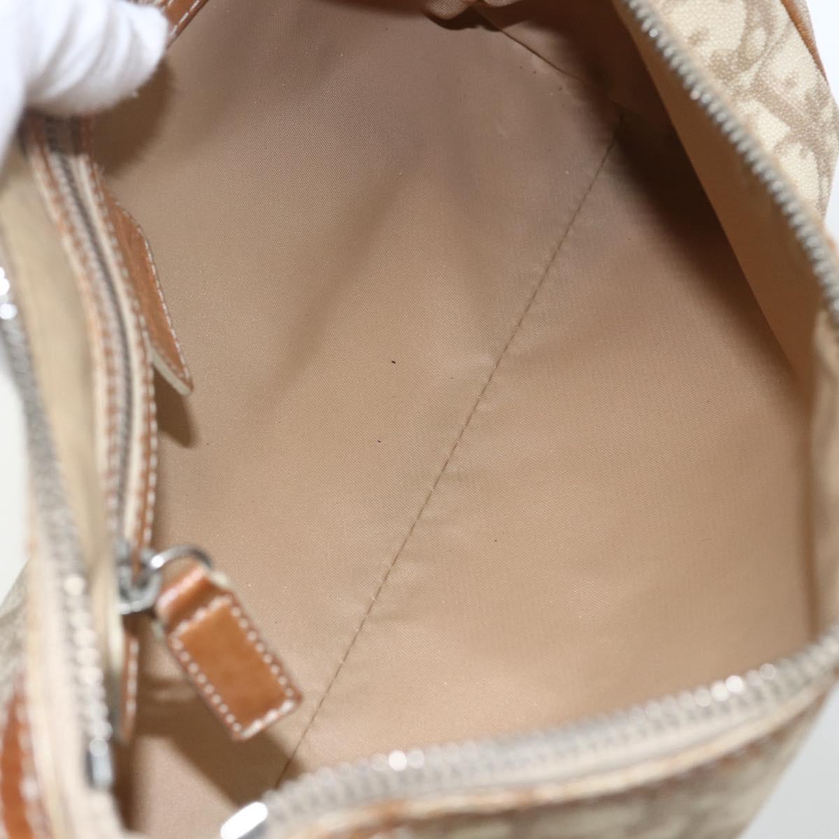Christian Dior Trotter Canvas Shoulder Bag PVC Beige Silver Auth 162118
