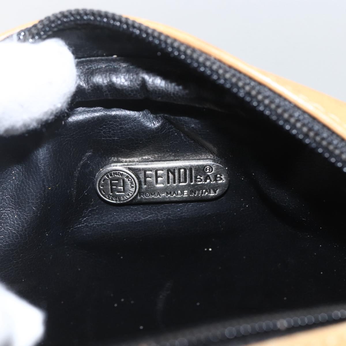 FENDI Zucchino Canvas Shoulder Bag Black Silver Auth 162122