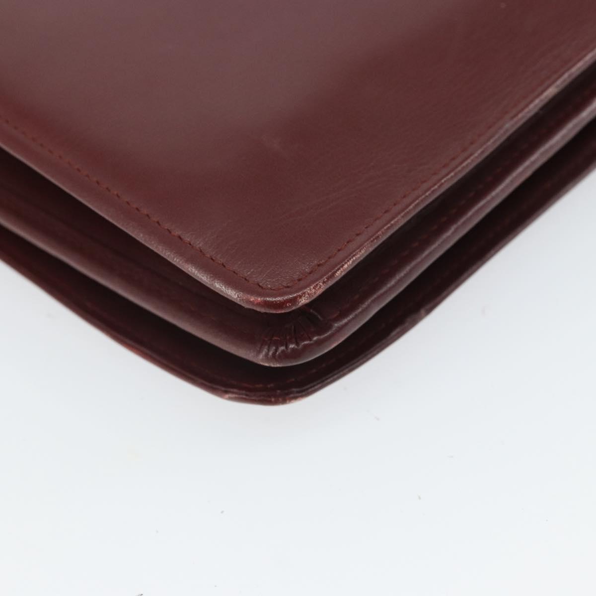 CARTIER Must Line Shoulder Bag Leather Bordeaux Gold Auth 162125