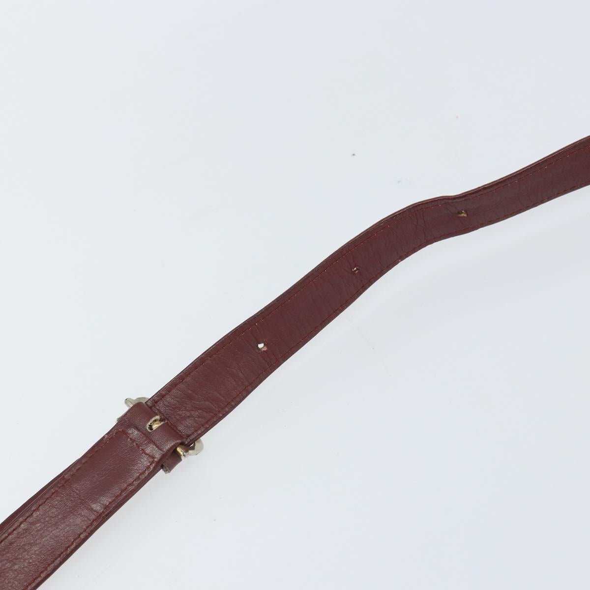 CARTIER Must Line Shoulder Bag Leather Bordeaux Gold Auth 162125