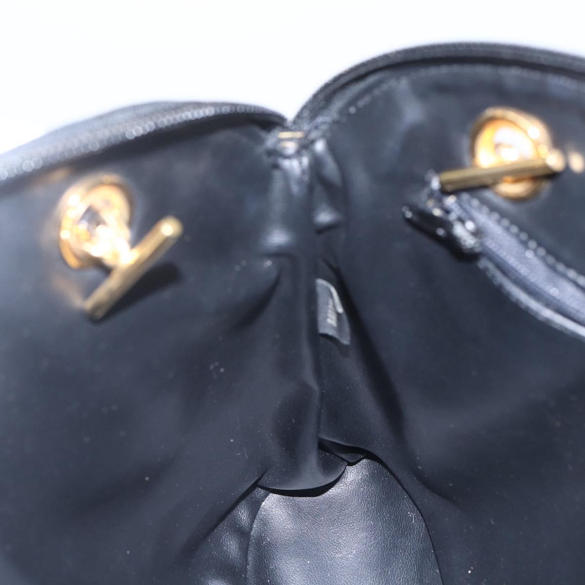 BALLY Chain Shoulder Bag Leather Navy Gold Auth 162126