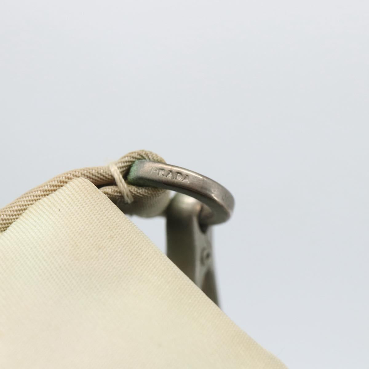 PRADA Shoulder Bag Nylon Beige Silver Auth 162128