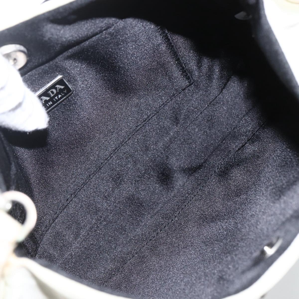 PRADA Shoulder Bag Nylon Beige Silver Auth 162128