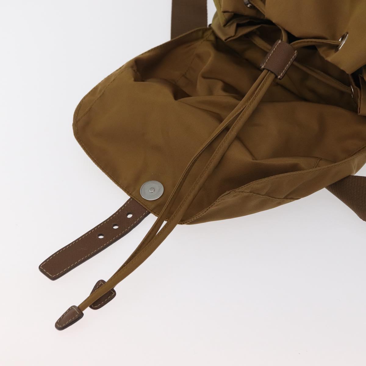 PRADA Backpack Nylon Beige Silver Auth 162129