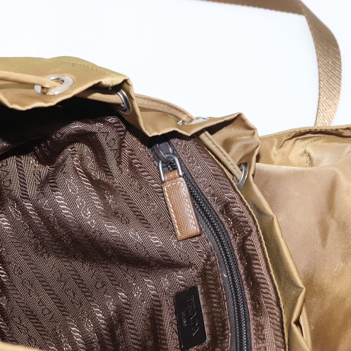 PRADA Backpack Nylon Beige Silver Auth 162129