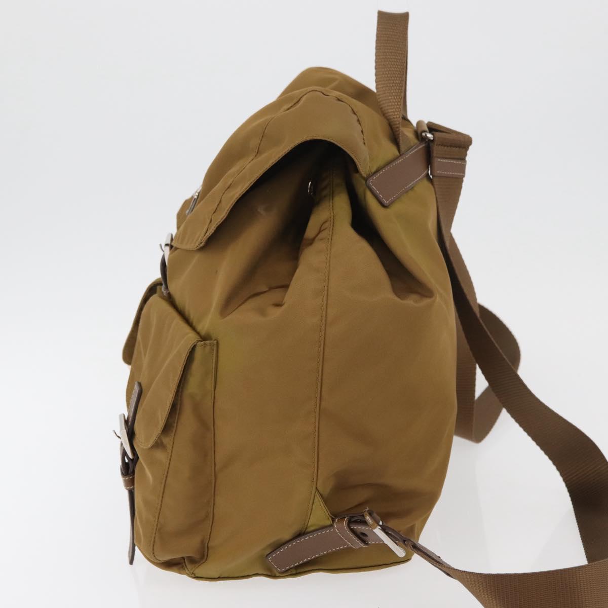 PRADA Backpack Nylon Beige Silver Auth 162129