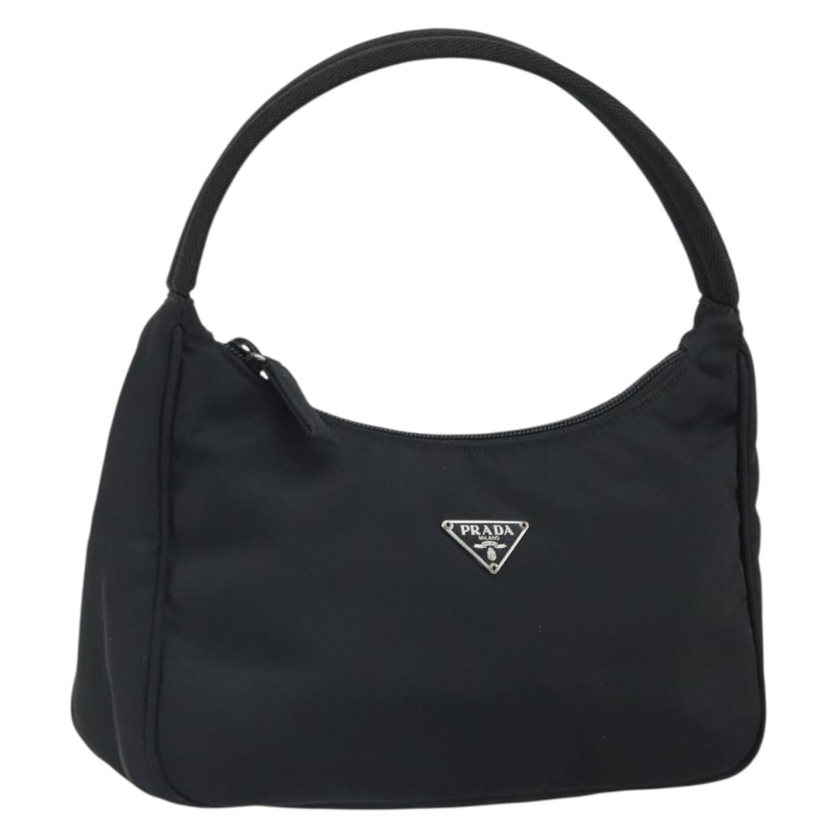 PRADA Hand Bag Nylon Black Auth 162139