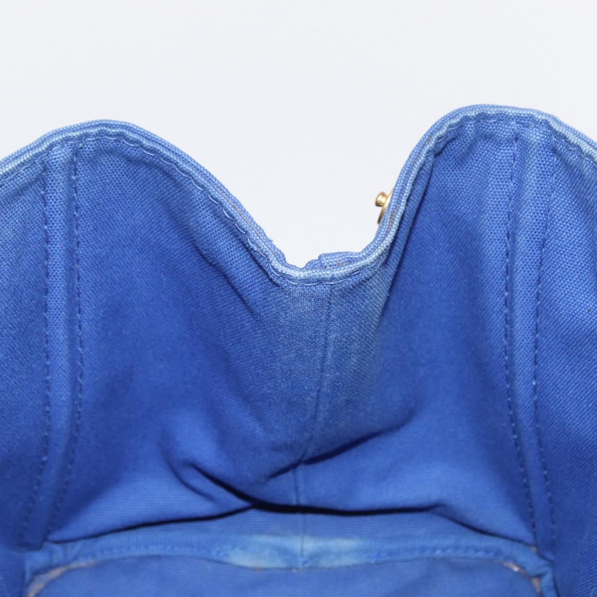 PRADA Canapa MM Hand Bag Canvas Blue Gold Auth 162140