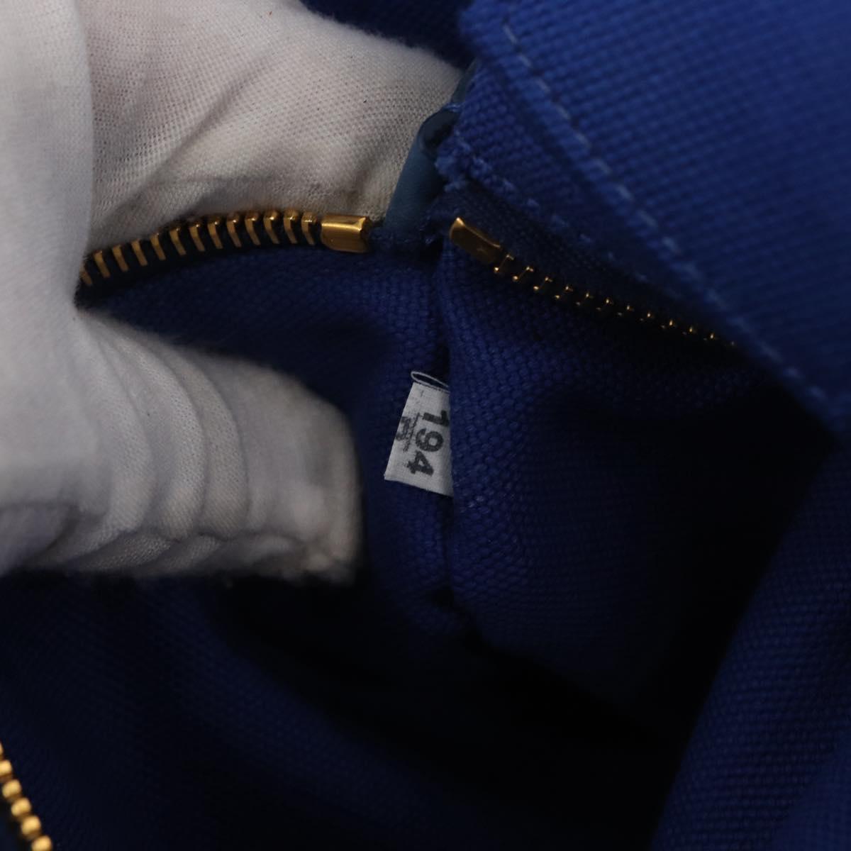 PRADA Canapa MM Hand Bag Canvas Blue Gold Auth 162140