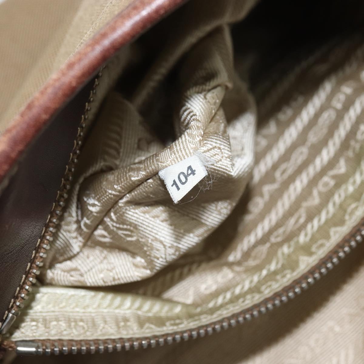 PRADA Tote Bag Canvas Beige Silver Auth 162142
