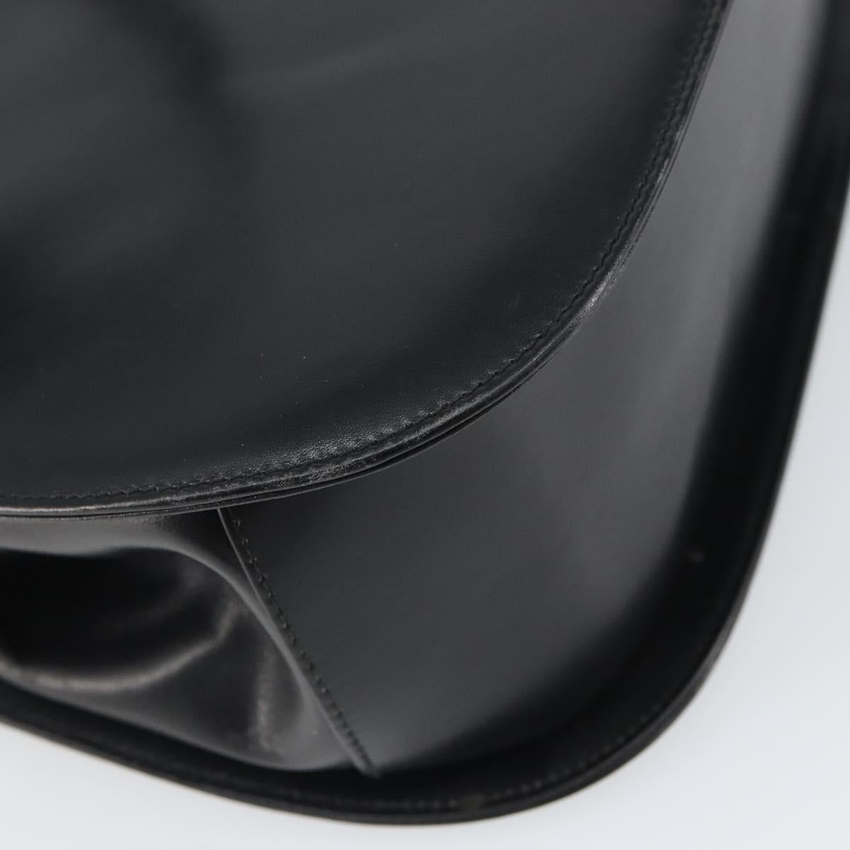 Salvatore Ferragamo Gancini Hand Bag Leather Black Gold Auth 162144