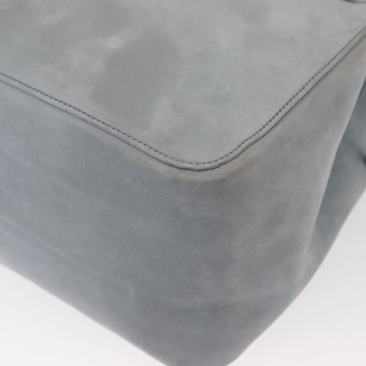 Salvatore Ferragamo Tote Bag Suede Blue Silver Auth 162145