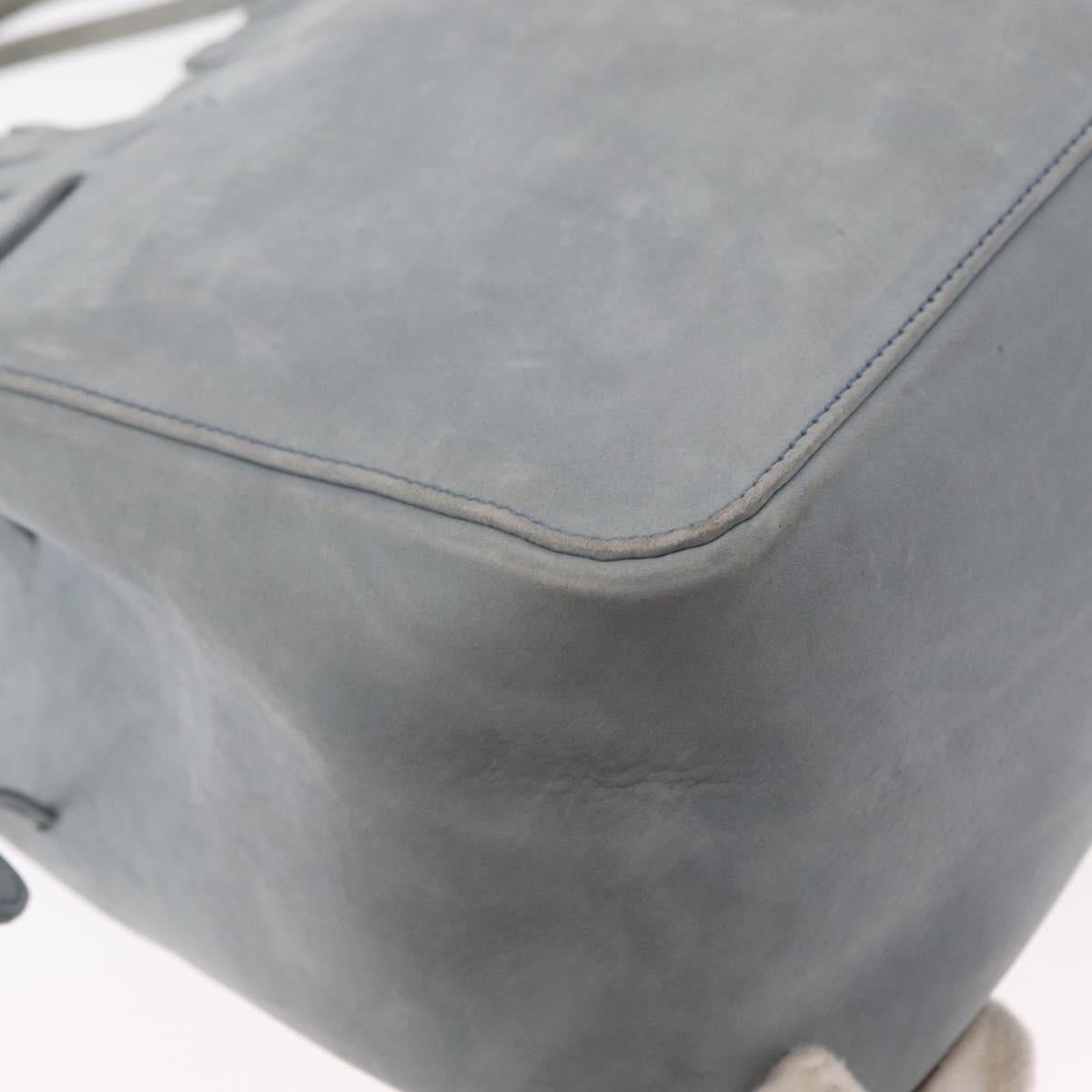 Salvatore Ferragamo Tote Bag Suede Blue Silver Auth 162145