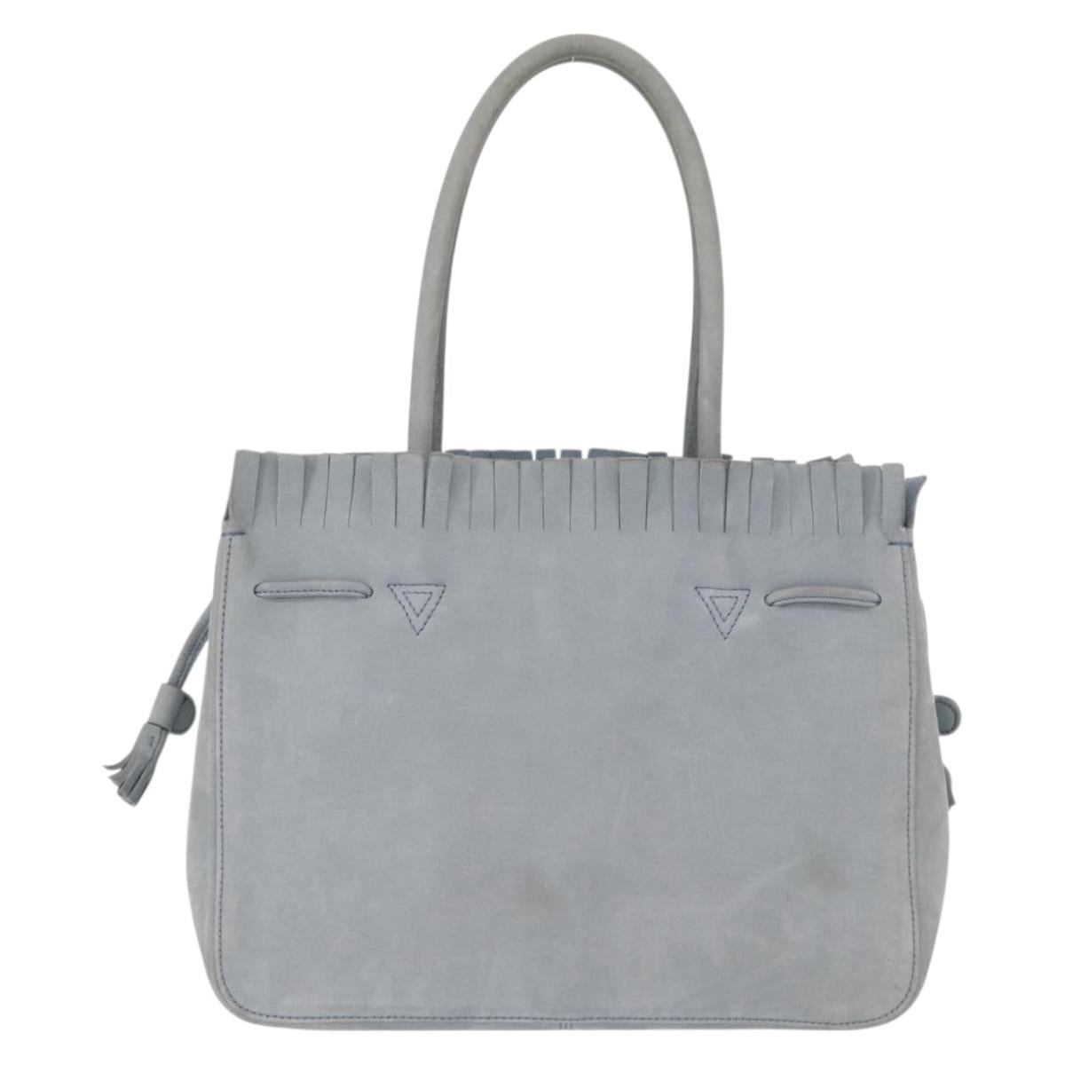 Salvatore Ferragamo Tote Bag Suede Blue Silver Auth 162145
