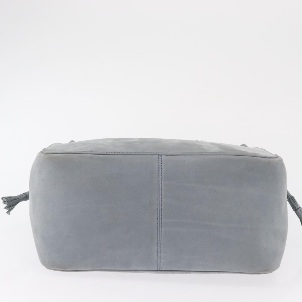 Salvatore Ferragamo Tote Bag Suede Blue Silver Auth 162145