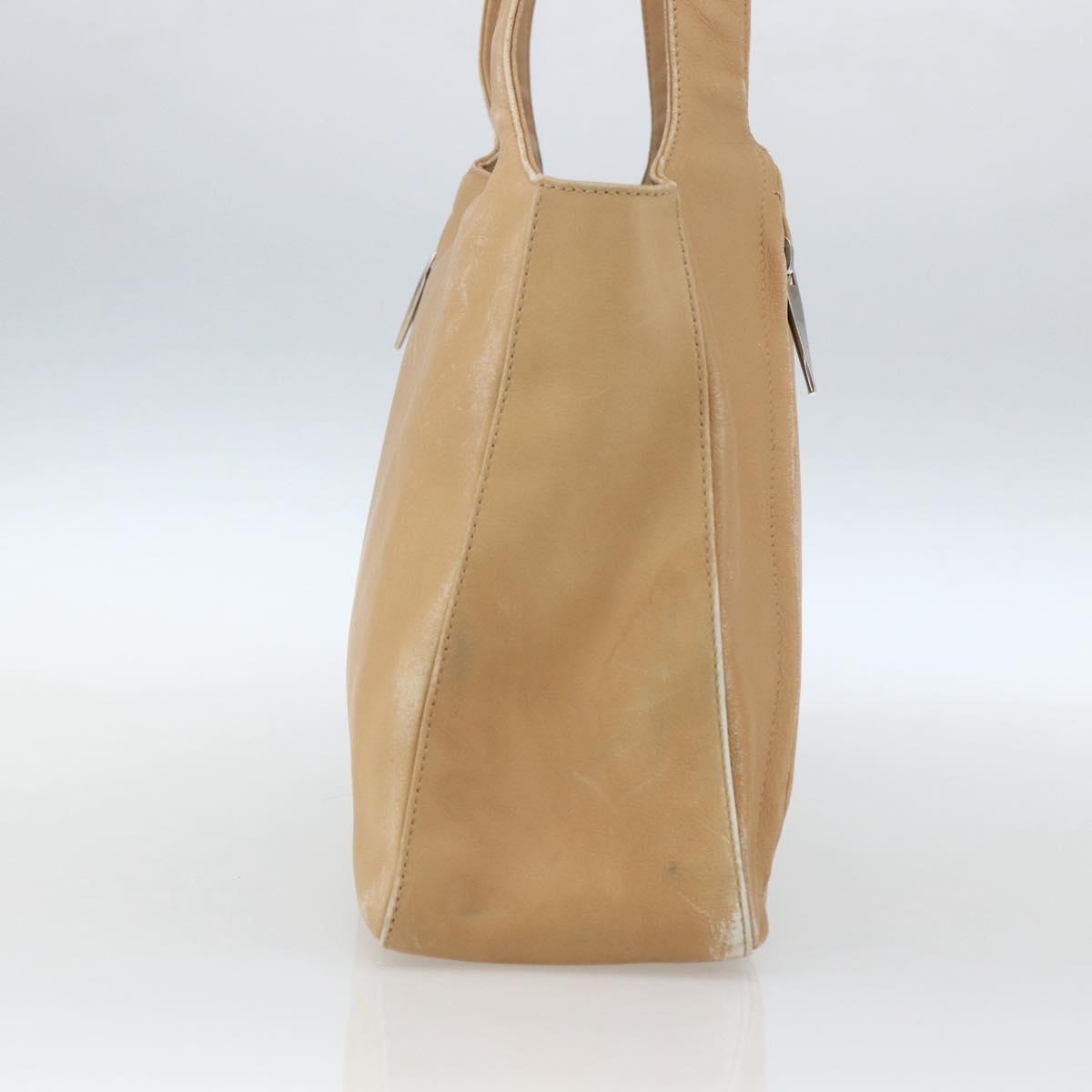 Salvatore Ferragamo Tote Bag Leather Beige Silver Auth 162146