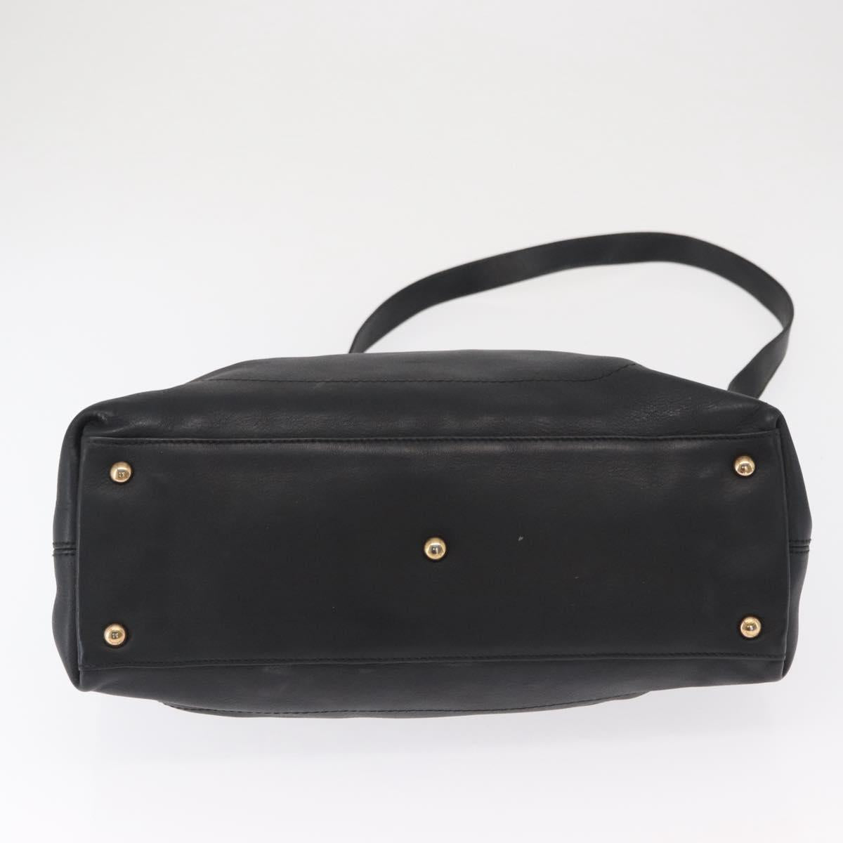 Salvatore Ferragamo Gancini Tote Bag Leather 2way Black Gold Auth 162147