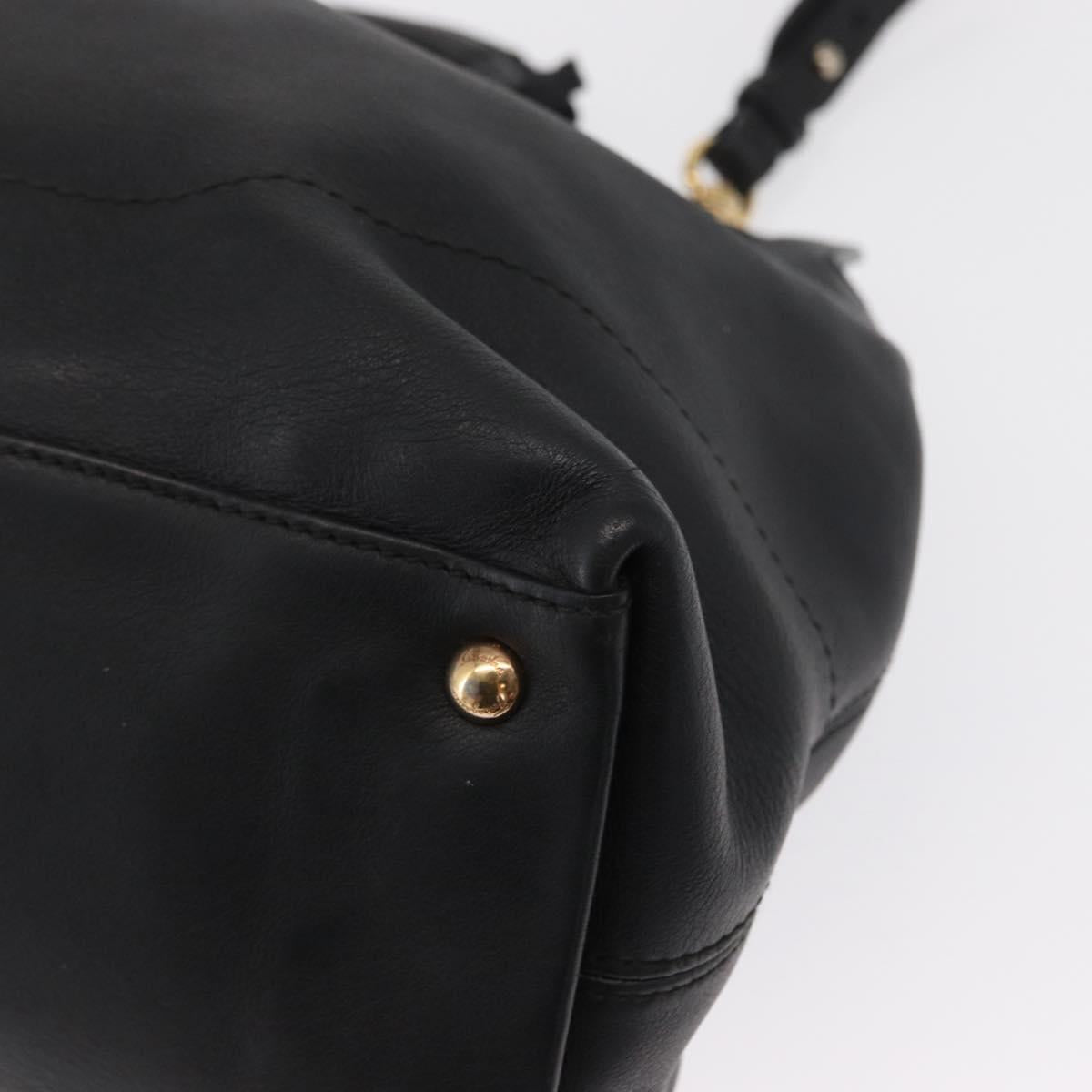 Salvatore Ferragamo Gancini Tote Bag Leather 2way Black Gold Auth 162147