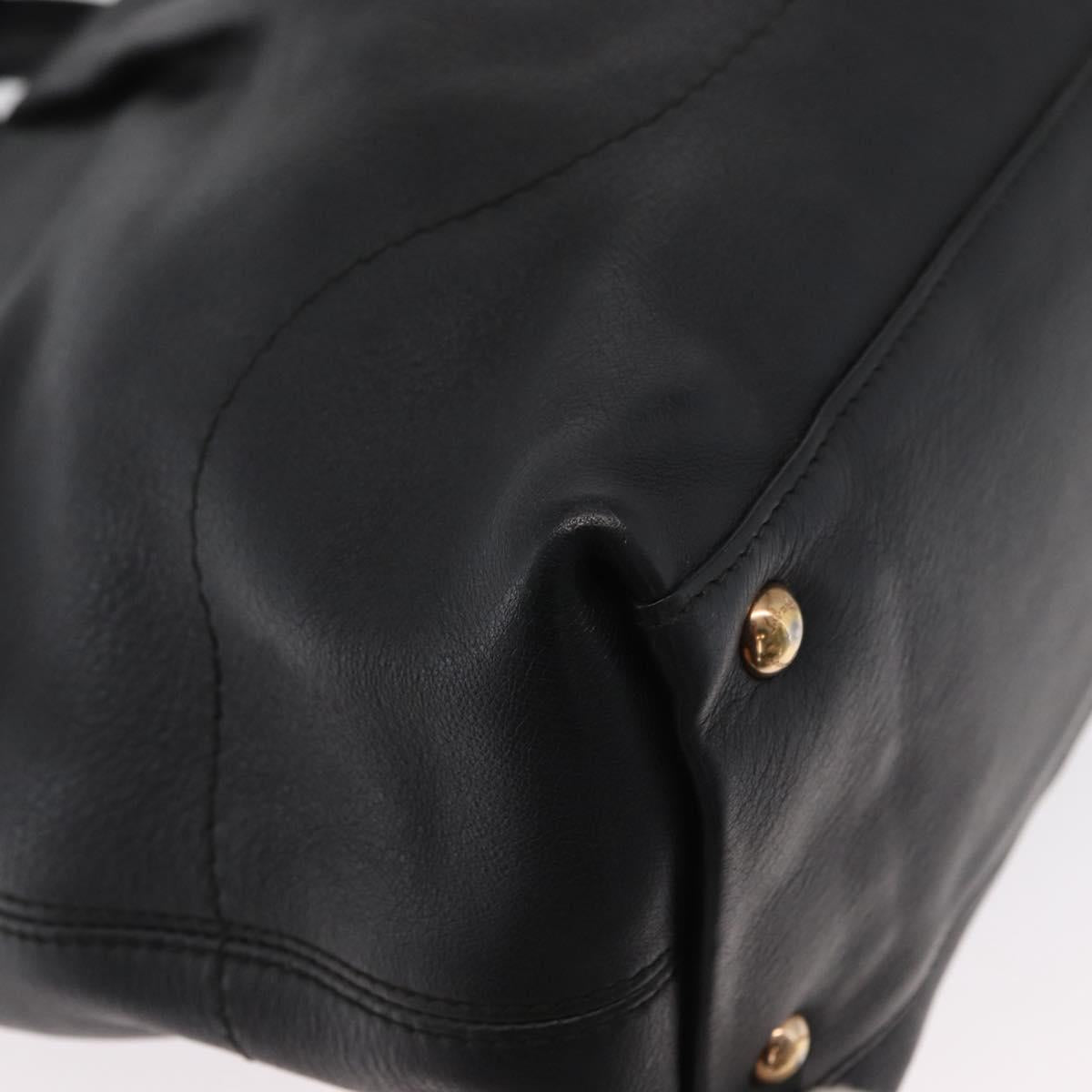 Salvatore Ferragamo Gancini Tote Bag Leather 2way Black Gold Auth 162147