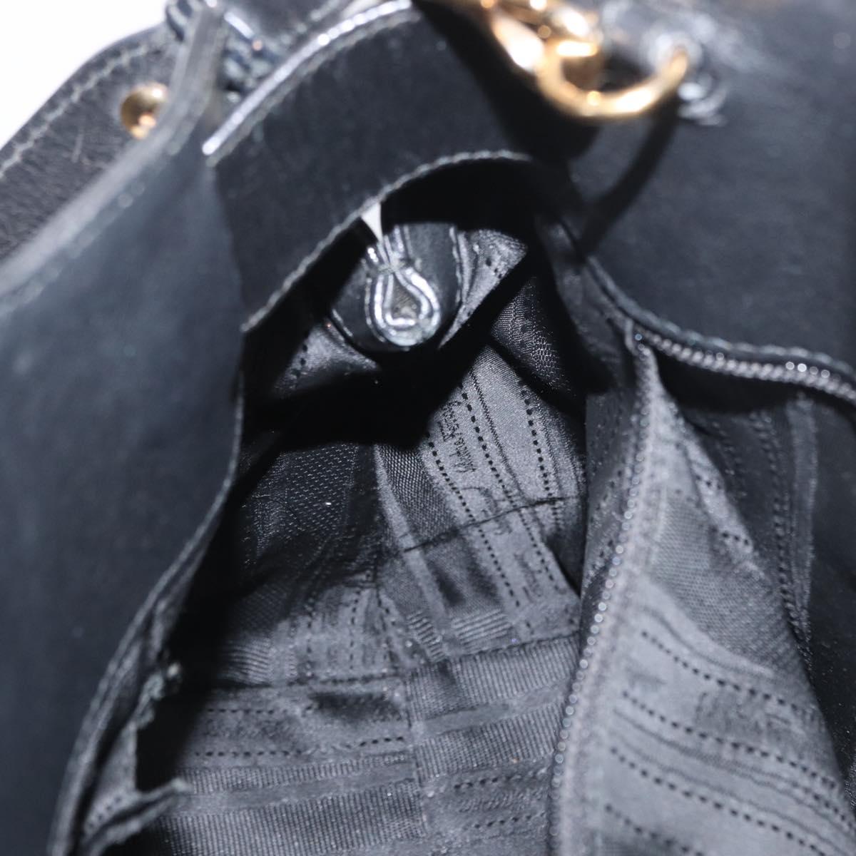 Salvatore Ferragamo Gancini Tote Bag Leather 2way Black Gold Auth 162147