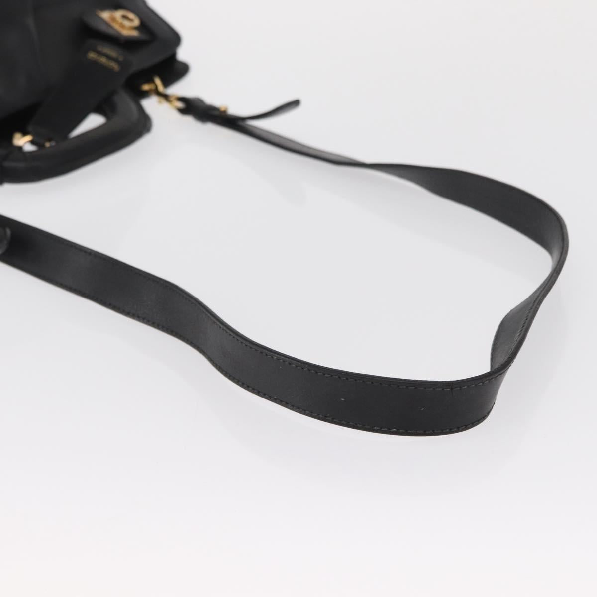 Salvatore Ferragamo Gancini Tote Bag Leather 2way Black Gold Auth 162147