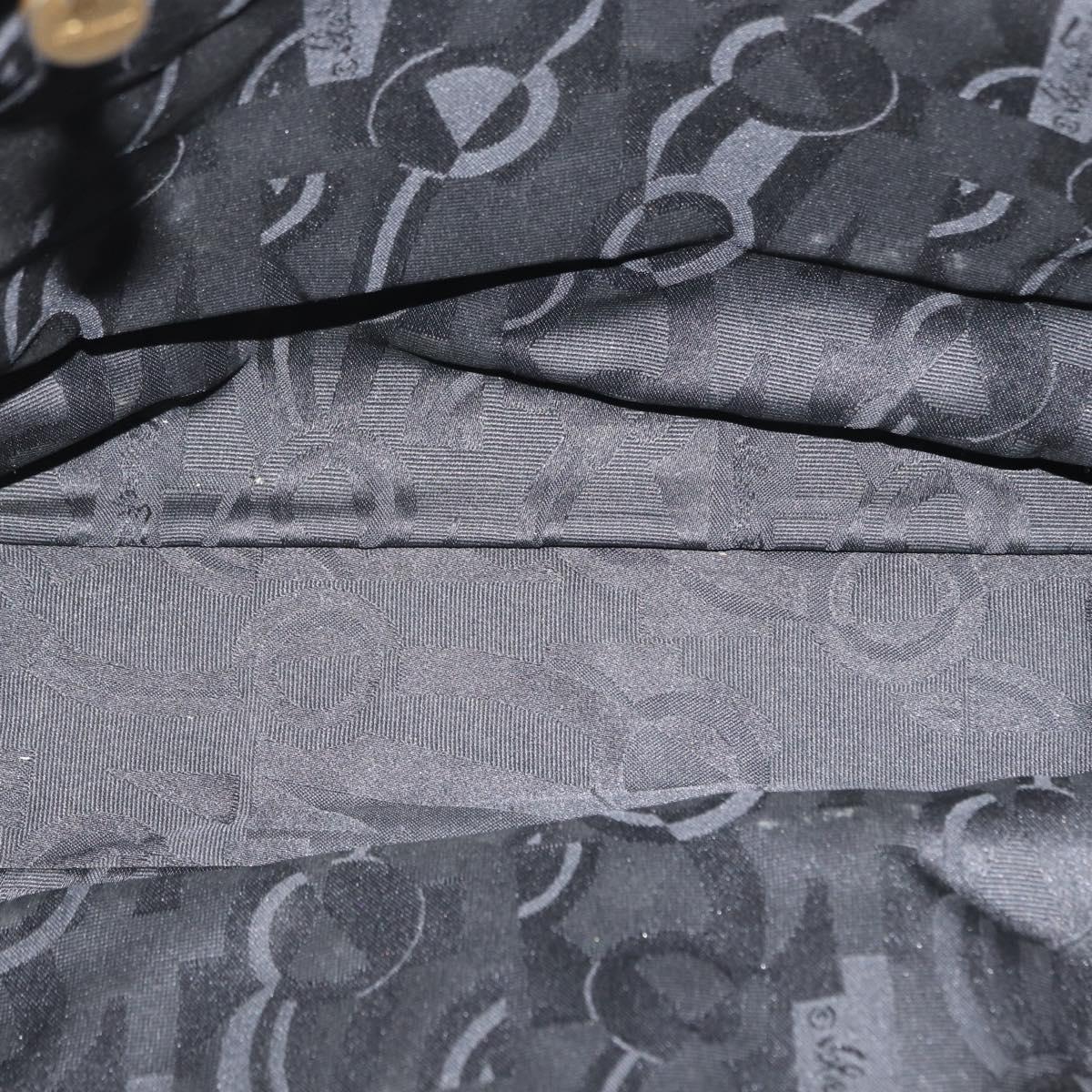 Salvatore Ferragamo Vala Tote Bag Canvas Black Gold Auth 162149