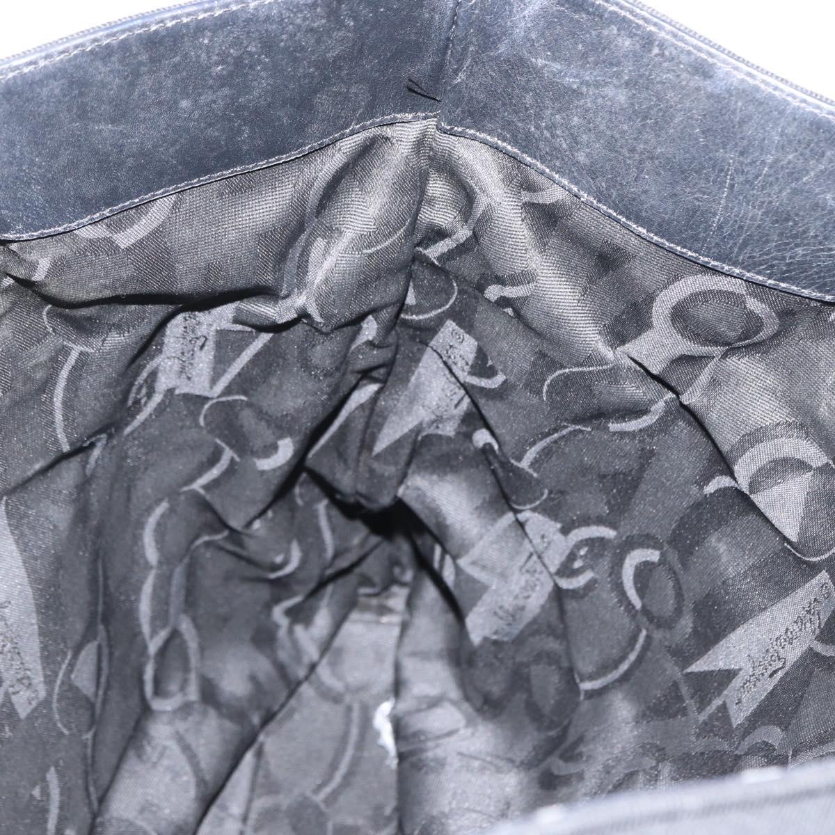 Salvatore Ferragamo Vala Tote Bag Canvas Black Gold Auth 162149