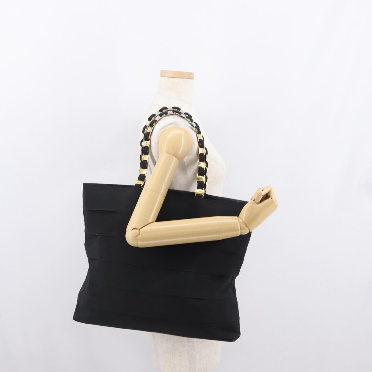 Salvatore Ferragamo Vala Tote Bag Canvas Black Gold Auth 162149